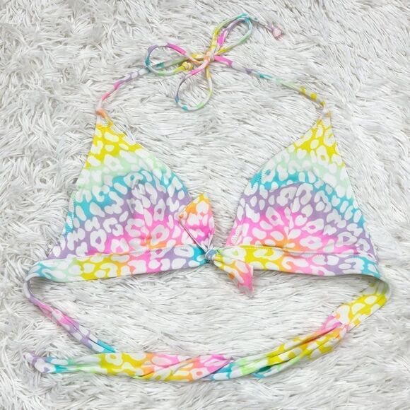 Victoria’s Secret Swim Rainbow Leopard Bikini Top Medium - Picture 1 of 4